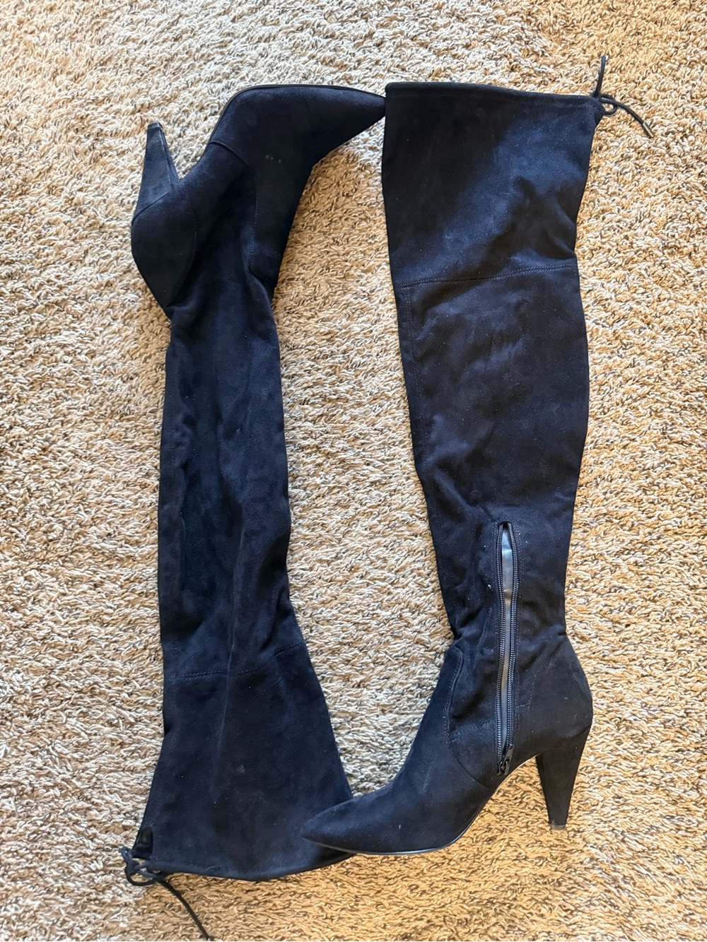Guess Norris Over-the-Knee Black Suede Heeled Boots